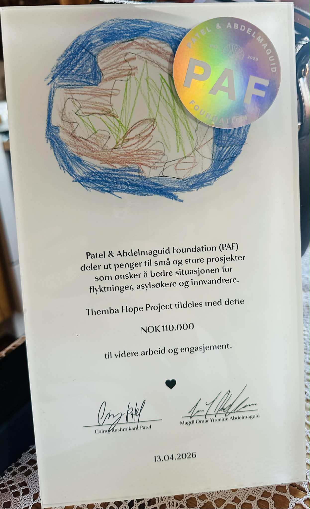 pris fra karpe og PAF på 110000 kroner til Themba